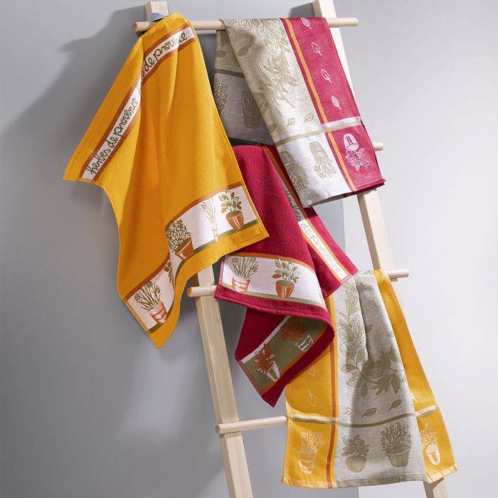 Kräuter Frottiertuch rot 2-er Pack