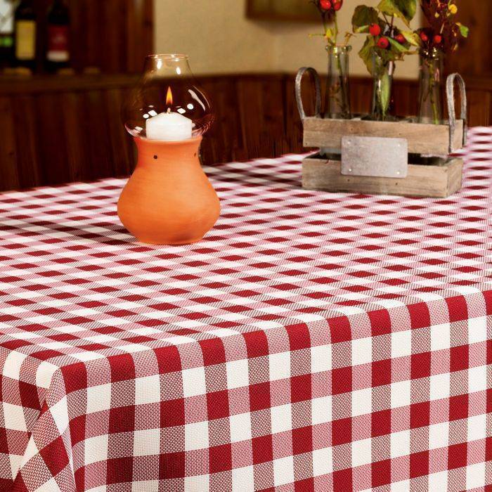 Karo Tischdecke rot 160 rund